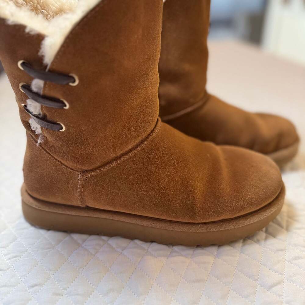 UGG Constantine Chestnut Suede Sheepskin Lined Boots Size 9 - Picture 6 of 10